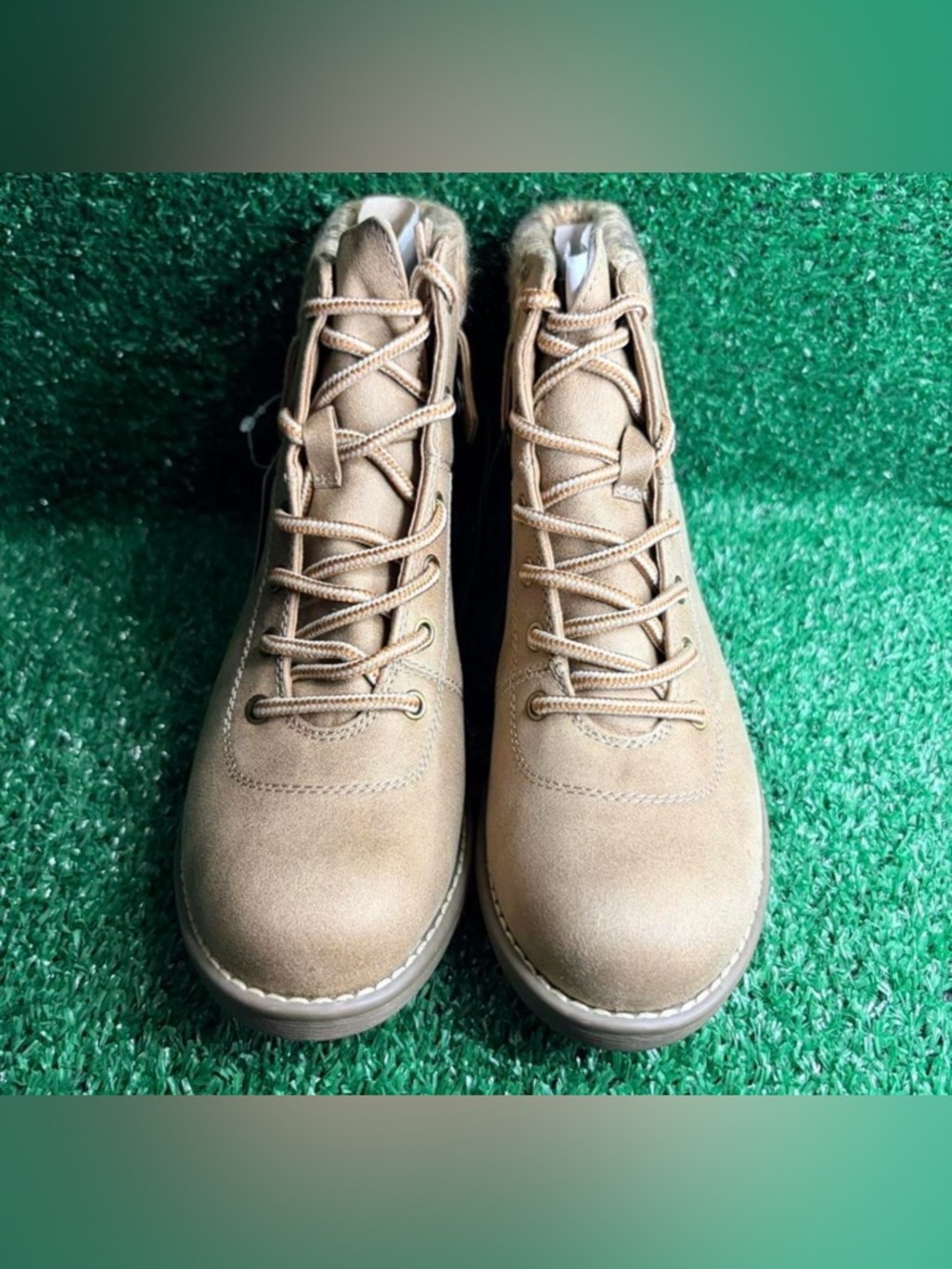 St. John's Bay Taupe Lace-Up Suede Ankle Boots